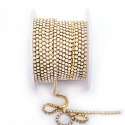 VC SS6 Porcelain Opal Gold Glass Rhinestone Cup Chain Glitter Crystal Rhinestone Trim For DIY Wedding Dress Decoration