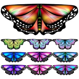 Kids Butterfly Wings Cape Girls Fairy Shawl Pixie Cloak Fancy Colorful Dress Costume Gift Party & Holiday DIY Decorations