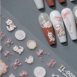 1pcs 5D Kawaii Relief Cartoon Fox Nail Art Stickers Kawaii Star Animals Acrylic Backglue Nail Decorations Decals Accessories DIY