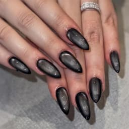 24pcs Gradient Black Pointed Nail Art Fake Nails Press On Nail Tips Artificial Nails Wearable Long Almond False Nails Finished