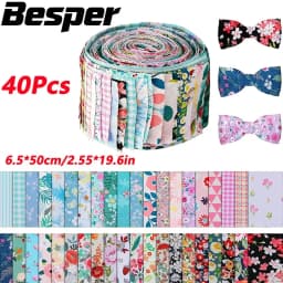 40Pcs Fabric Strips Quilting Jelly Rolls Patchwork Craft Cotton Quilting Strips Sewing Craft Fabric DIY Needlework Cloth