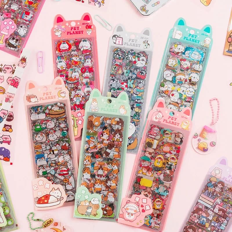 10pcs/pack Cartoon Patterns Decorative Stationery Stickers Colorful Dream Scrapbooking DIY Diary Album Planner Custom Stickers