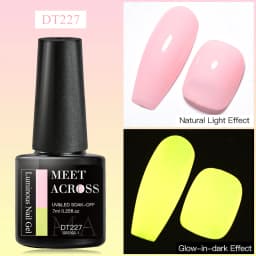 MEET ACROSS 7ml Rose Red Fluorescent Gel Nail Polish Neon Sparky Semi Permanent Soak Off Nail Art UV LED Gel Varnish For Nails