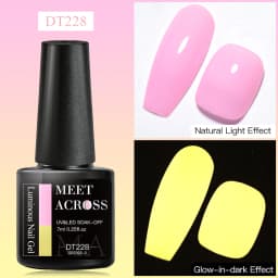 MEET ACROSS 7ml Rose Red Fluorescent Gel Nail Polish Neon Sparky Semi Permanent Soak Off Nail Art UV LED Gel Varnish For Nails