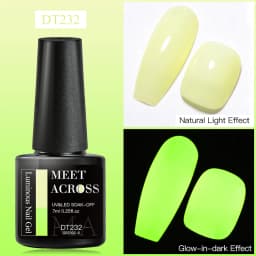 MEET ACROSS 7ml Rose Red Fluorescent Gel Nail Polish Neon Sparky Semi Permanent Soak Off Nail Art UV LED Gel Varnish For Nails