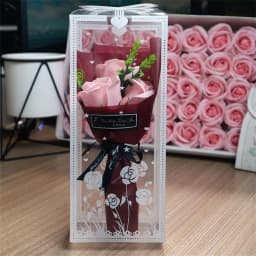 3 Heads Artificial Rose Bouquet Hand Holding Soap Flower Valentine's Day Gift Wedding Decoration Artificial Flowers Anniversary