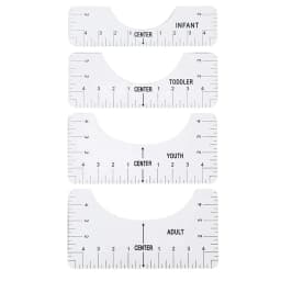 4pcs T-Shirt Ruler Guide Shirt Alignment Tool T-Shirt Alignment Ruler with Clothing Size Chart for Adult Youth Toddler Infant
