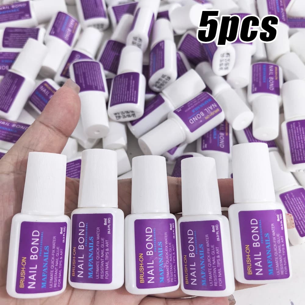 8g/Bottle Brush on Nail Glue for Acrylic Nail Tips,Long Lasting Nail Glue Adhesive Super Bond (7g/pc) Suitable for Professional