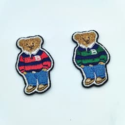 Cute Bear Embroidered Patches Iron on Sewing on Cartoon Patch for Clothing DIY Applique Decorative Emblem Accessories Stickers