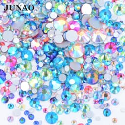 JUNAO 1400pcs Mix Size Mix AB Color Glass Rhinestone Flatback Crystal Stones Non Hotfix Strass Appliques For Nail Dress Crafts