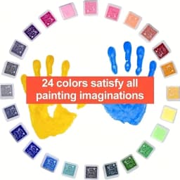 24pcs Stamp Pad Set 24 Colors Stamp Pad for Paper Craft Fingerprint Scrap Book for Painting Birthday Party Gifts and More