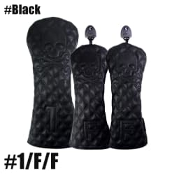 GLOOF Golf Skull Skeleton Head Cover Golf Club Black Leather cover set Fits Driver Fairway Wood Hybrid Golf supplies