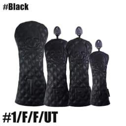 GLOOF Golf Skull Skeleton Head Cover Golf Club Black Leather cover set Fits Driver Fairway Wood Hybrid Golf supplies