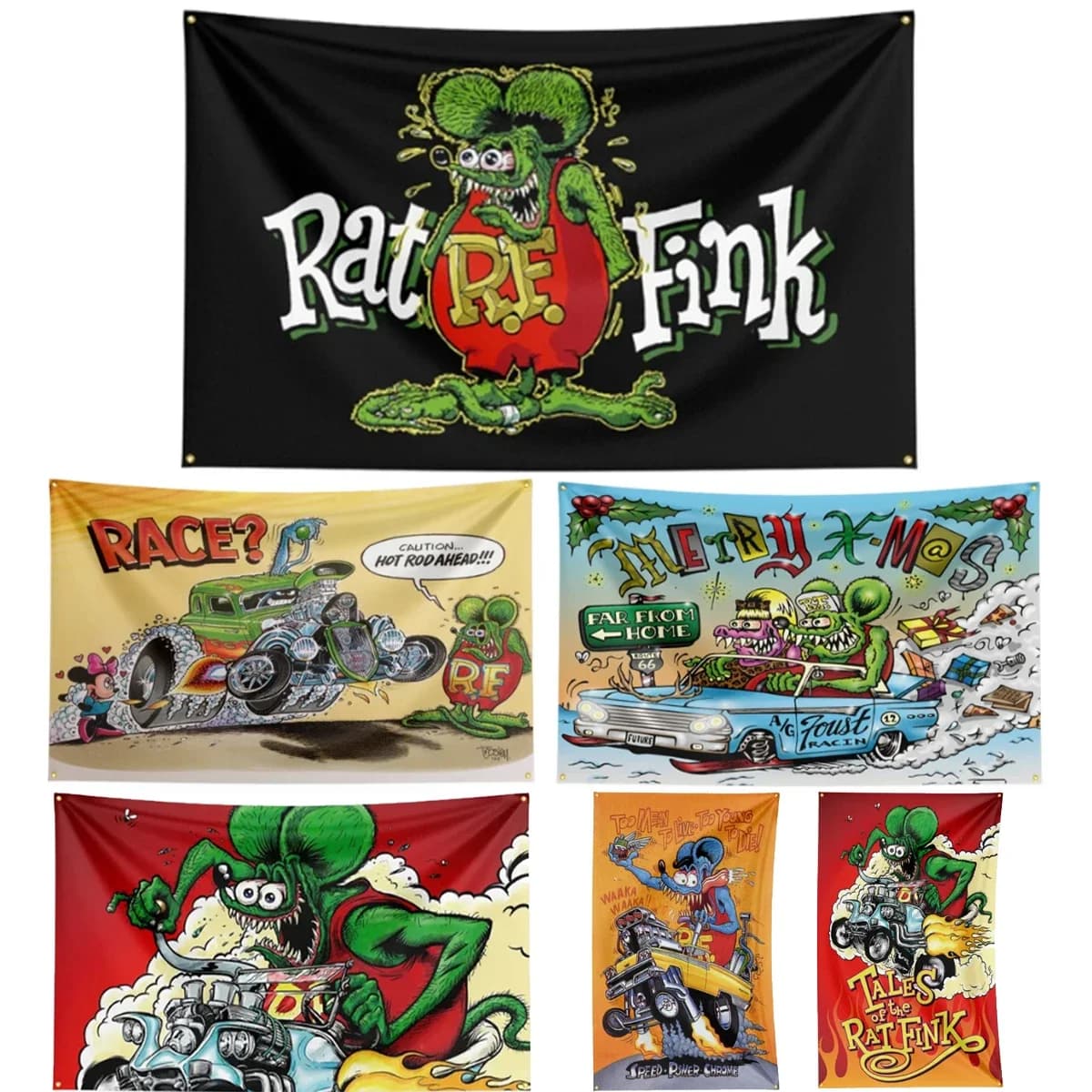 FLAGDOM 90x150CM 3X5FT Rat-Finks Choppers Flag Flying Banner for Decor Indoor Outdoor