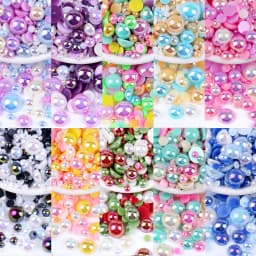 Mix Color AB Half Round ABS Beads Pearl Flatback Bead For DIY Nail Decor Jewelry Making F0104