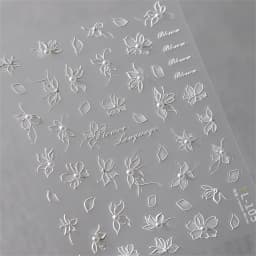 1pcs 5D Exquisite White Flower Nail Art Stickers 2024 Kawaii Flower Nail Decoration Decals Self Adhesive Slider DIY Accessories