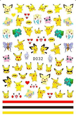 1PCS Cartoon Kawaii Pokémon Nail Stickers 3D Sanrio Hello Kitty Stickers For Nails Nails Accesories Anime Kuromi Nail Supplies