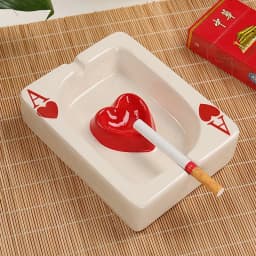 European Poker Ashtray Red Heart A Creative Porcelain Ashtray Fashion Trend Household Merchandises Desk Cleaning Household Items