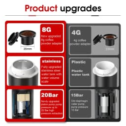 Wireless Electric Portable Espresso Coffee Machine for Car & Home Camping Coffee Maker 3-in-1 Capsule Powder Travel Coffee Maker