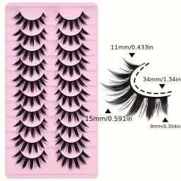 10 Pairs of False Eyelashes, Thick Eyelash Extensions, Reusable Eyelash Eye Makeup Tools (10 Pairs)
