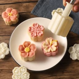 1 set DIY Mooncake Mold Plastic Hand Press Pastry Mold Hand Press Mung Bean Cake Model Pastry Embossing Make Kitchen Baking Tool