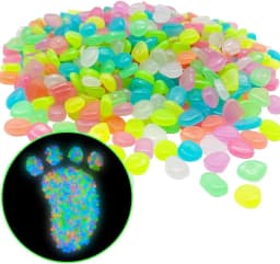 100Pcs Glow in the Dark Garden Pebbles For Sidewalk Garden Terrace Lawn Garden Patio Fish Tank Aquarium Decoration Glow Stone
