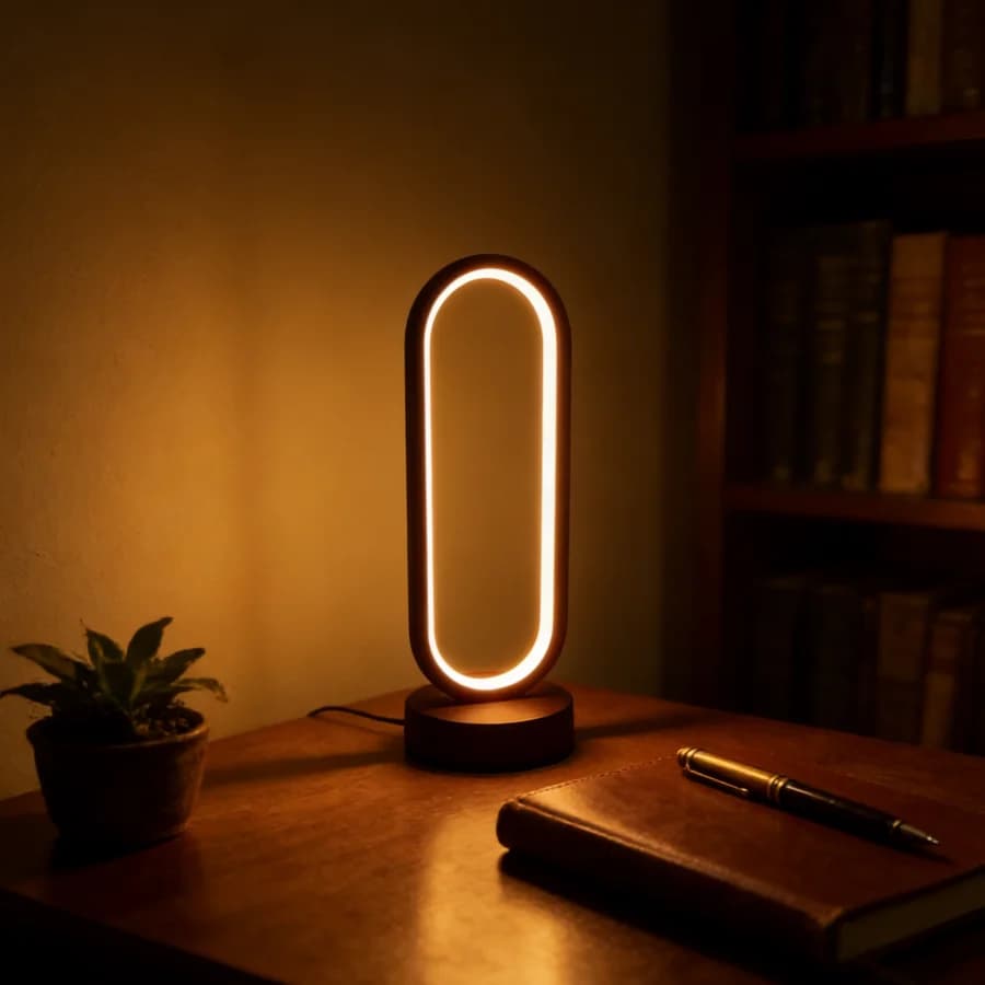 1Pcs Table Lamp Bedroom Ring Table Lamp Living Room Black And White USB Dimming Bedside Lamp LED Small Night Light
