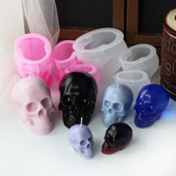 3D Human Skull Candle Silicone Mold Halloween Skull Plaster Crystal Glue Soap DIY Solid Silicone Mold Unique Home Decor Gift