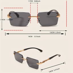 1pc Rimless Sunglasses Rectangle Women Men Shades Small Square Sun Glasses For Female Male Beach Vacation Travel Eyewear