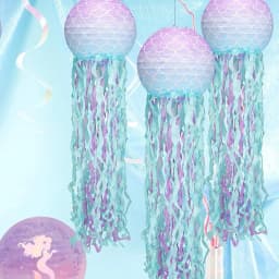 3PCS Mermaid 8INCH/10Inch Paper Lanterns Set Jellyfish Scales Design under the Sea Theme Party Decorations