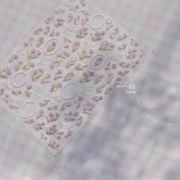 Camellia Flower Blooming Petal Floral Blue Leaves Chinese Characters Poetry Golden 5D Nail Art Sticker Adhesive Manicure Decal