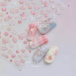 Camellia Flower Blooming Petal Floral Blue Leaves Chinese Characters Poetry Golden 5D Nail Art Sticker Adhesive Manicure Decal