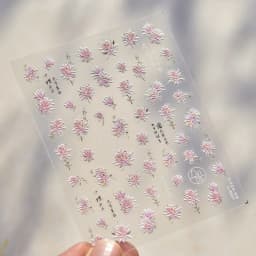Camellia Flower Blooming Petal Floral Blue Leaves Chinese Characters Poetry Golden 5D Nail Art Sticker Adhesive Manicure Decal