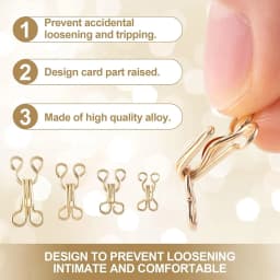 100PCS Sewing Hooks and Eyes Closure Gold Alloy Bra Hooks Sew on Snaps for Bra Clothing Replacement Trousers Skirts Crafting