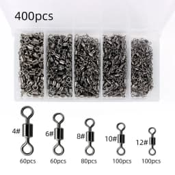 Fishing Swivels Kit Ball Bearing Rolling Swivel Fishing Tackle Saltwater Freshwater Fishing Line Connectors for Carp 200-500Pcs