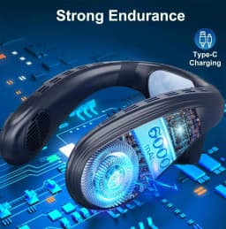 New Portable Neck Fan 5200mAh Neck Air Conditioner Rechargeable Semiconductor Cooling Fan Outdoor Personal Fan Wearable Cooler