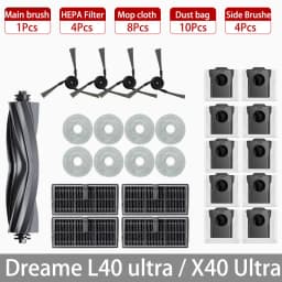 Dreame L40 Ultra / X40 Ultra Robot Vacuum Accessories Dust Bags Mop Main Side Brushes Cloths HEPA Filters Spare Parts