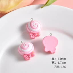 10Pcs Cute Pink Flowers Cake Donut Series Resin Charms Cherry Blossom Earring Keychain Pendants for Jewelry Making DIY Accessory