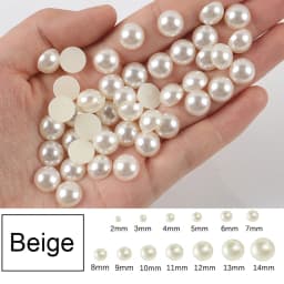 30-1000Pcs Half Flatback Imitation Pearls Beads White/Beige ABS Half Round Loose Bead For Nail Art DIY Craft Garment 2-16mm
