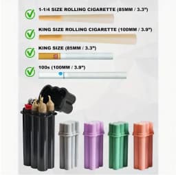 4-Hole King Size Cigarette Case with Bic Lighter Compartment 4 Cigarette Slots & Moisture-Proof Design Portable Lighter Storag