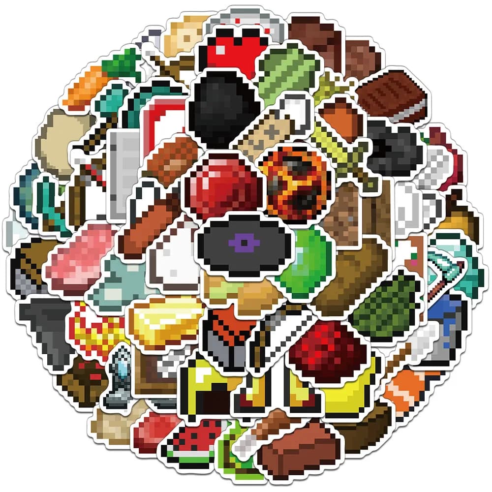 70PCS Creative Pixel Game Stickers Decorative Phone Cases Notebook Water Cups DIY Personalized Stickers