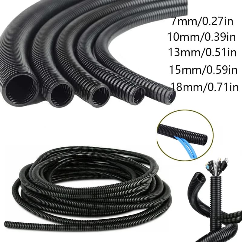 Outer Diameter 7/10/13/15/18/21/25/28mm Length 1/3/6m Split Type Steel Wire Braided Conduit Polyethylene Pipe Black Sleeve