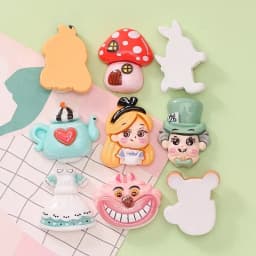 10Pcs New Cute Resin Cartoon Girl, Bunny, Teacup Mouse, Mushroom Flat back Scrapbooking DIY Jewelry Craft Decoration Accessories