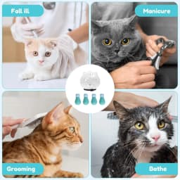 1Set Cat Muzzle Pet Grooming Cover Accessory Cat Anti Bite Anti Licking Space Hood Breathable Helmet with 4 Silicone Paw Shoes