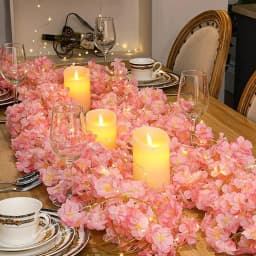 180cm Artificial Pink Cherry LED Blossom Vine Home Room Table Decoration Garden Curtains Accessories DIY Party Wedding Decor