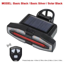 Bike Rear Light Turn Signal Solar/Basic Wireless Remote Control Bicycle Lamp Type-c Rechargeable Cycling Rear Lighting Taillight