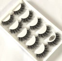 HBZGTLAD 5Pairs Handmade Mink Lashes Short False Eyelashes Dense Natural Long Messy Eye Lashes Reusable Stage Makeup Eyelashes