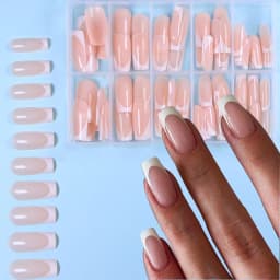 120PCS Short Square White French Simple Shiny False Nails Fashionable Wearable Nails Suitable for Daily Work, Study
