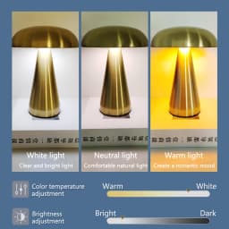 Retro LED Night Ligh Mushroom Touch Sensor Desk Lamp 3 Color Dimming Desktop Night Light Rechargeable Reading Lamp Desktop Decor