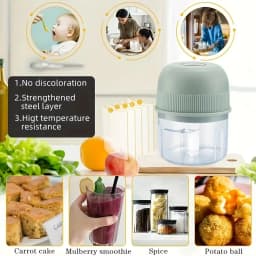 260ml Electric Garlic Grinder Onion Chopper with 1 Button Start Meat Grinder Kitchen Food Vegetable Mixer